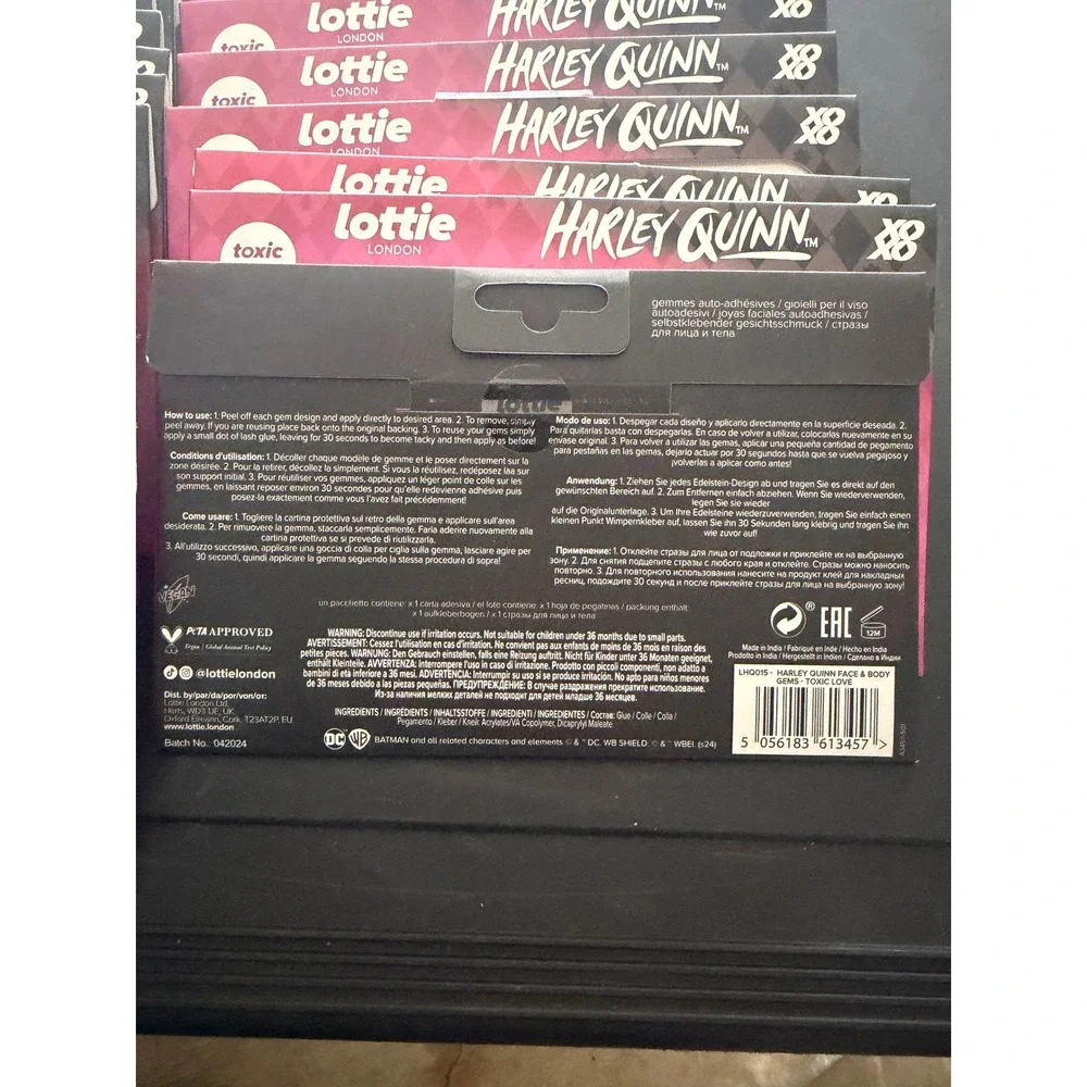 30 Lottie London Harley Quinn Toxic Love Face & Body Gems Black Rhinestones NEW‎